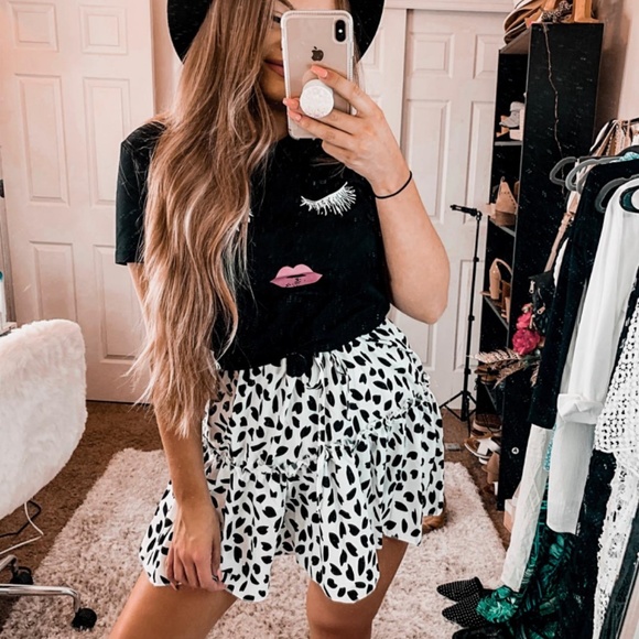 Cute High Waist Ruffle Skirt Floral Print Swing Be - Picture 2 of 5